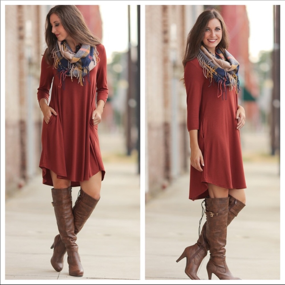3/4 Sleeve Dress with Pockets